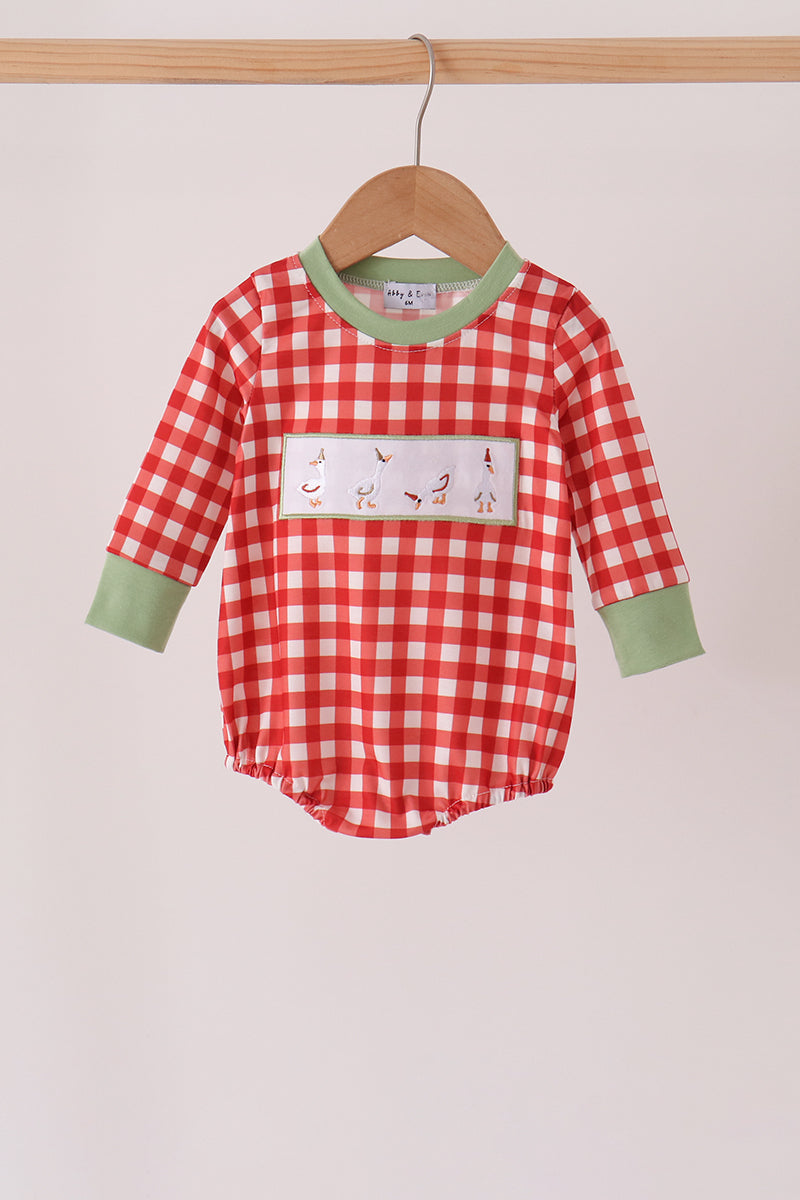 Red goose embroidery gingham bubble - ARIA KIDS