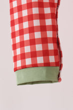Red goose embroidery gingham romper - ARIA KIDS