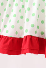 Green dot grinch embroidery ruffle pants set