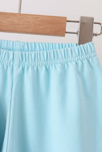 Blue train embroidery stripe pants set