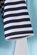 Blue train embroidery stripe pants set