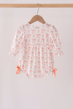 Pink bow embroidery ruffle bubble