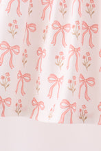 Pink bow embroidery ruffle pants set