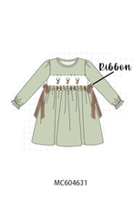 Sage deer embroidery dress