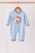 Blue turkey applique romper