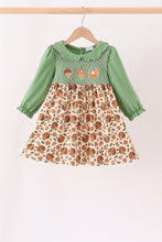 Green pumpkin turkey smocked dress