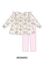 Pink horse ruffle pants set