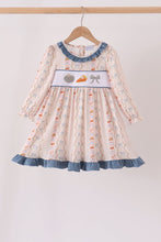 Pumpkin Pie Bow Embroidery Ruffle Dress