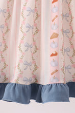 Pumpkin Pie Bow Embroidery Ruffle Dress
