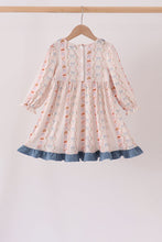 Pumpkin Pie Bow Embroidery Ruffle Dress