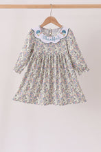 Blue turkey embroidery dress