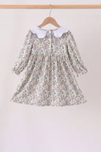 Blue turkey embroidery dress