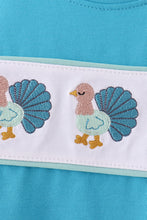 Blue turkey embroidery top - ARIA KIDS