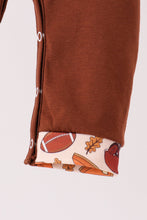 Brown touchdown football embroidery romper