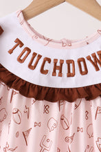 Brown touchdown football embroidery ruffle pants set - ARIA KIDS