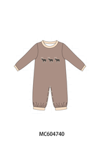 Brown deer embroidery romper