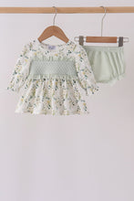 Sage floral smocked ruffle bloomer set - ARIA KIDS