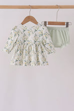 Sage floral smocked ruffle bloomer set - ARIA KIDS