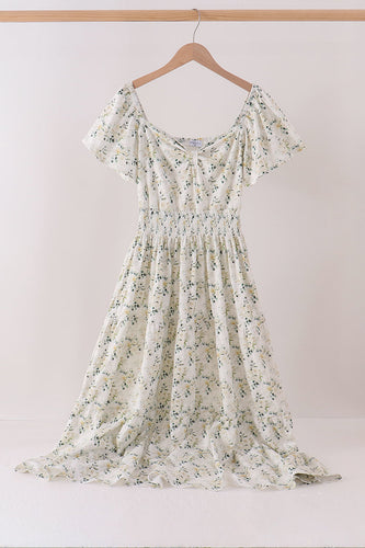 Sage floral smocked tiered mom dress - ARIA KIDS