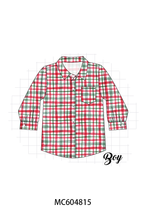 Red plaid pocket button down shirt