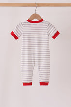 Gray Stripe Daddy's Helper Embroidery Romper