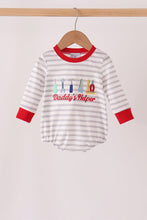 Gray Stripe Daddy's Helper Embroidery Bubble