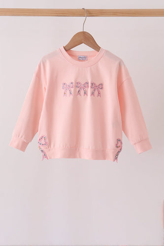 Pink Floral Bow Applique Top - ARIA KIDS