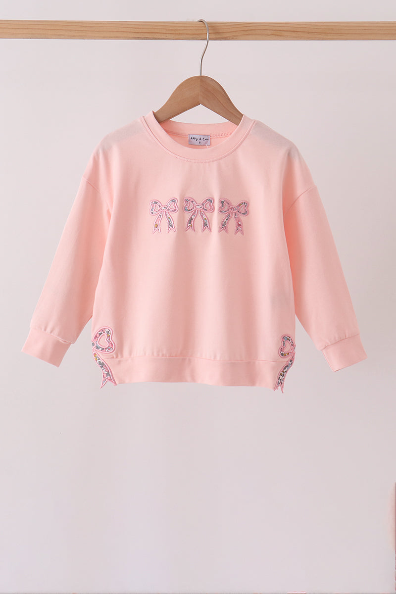 Pink Floral Bow Applique Top - ARIA KIDS