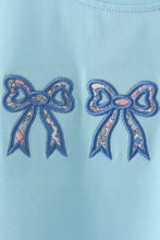 Blue Floral Bow Applique Top - ARIA KIDS