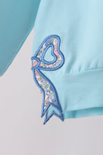 Blue Floral Bow Applique Top - ARIA KIDS