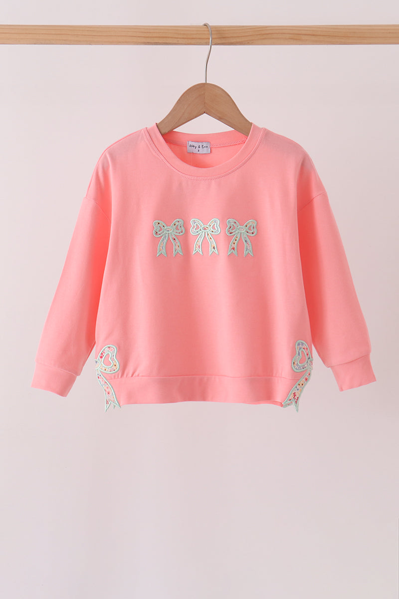 Pink Floral Bow Applique Top - ARIA KIDS