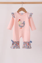 Pink Chicken Applique Ruffle Romper