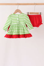 Green Stripe Grinch Applique Bloomer Set - ARIA KIDS