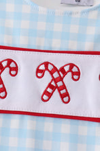 Blue Candy Cane Embroidery Gingham JonJon
