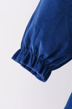 Blue Nativity corduroy Embroidery Ruffle Pants Set - ARIA KIDS