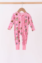 Pink Snowman Ruffle Bamboo Romper