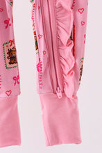 Pink Snowman Ruffle Bamboo Romper