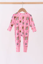 Pink Snowman Ruffle Bamboo Romper