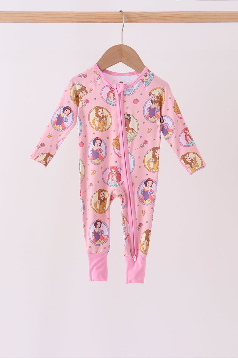 Pink Princess Zipper Bamboo Romper - ARIA KIDS