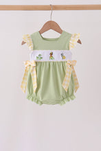 Green Princess Frog Embroidery Ruffle Bubble - ARIA KIDS