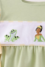 Green Princess Frog Embroidery Ruffle Bubble - ARIA KIDS