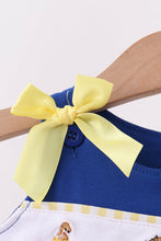 Royal Blue Character Embroidery Ruffle Romper - ARIA KIDS