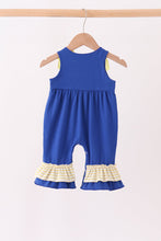 Royal Blue Character Embroidery Ruffle Romper - ARIA KIDS