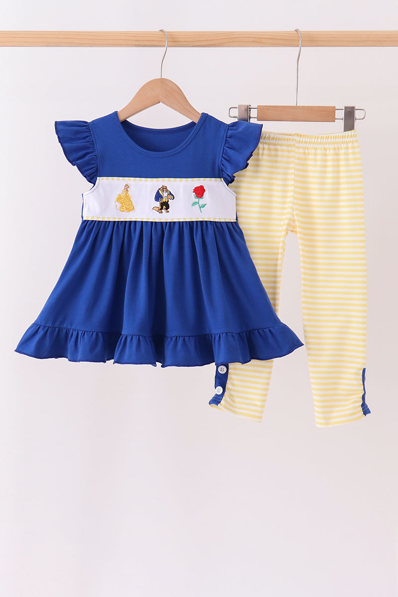 Royal Blue Character Embroidery Ruffle Pants - ARIA KIDS