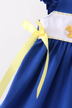 Royal Blue Character Embroidery Ruffle Dress - ARIA KIDS