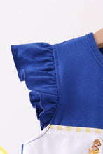 Royal Blue Character Embroidery Ruffle Dress - ARIA KIDS