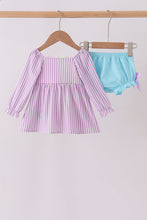 Purple Stripe Frozen Embroidery Bloomer Set - ARIA KIDS