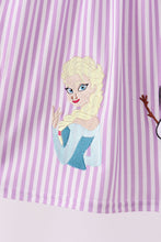 Purple Stripe Frozen Embroidery Dress - ARIA KIDS