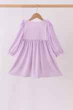 Purple Stripe Frozen Embroidery Dress - ARIA KIDS