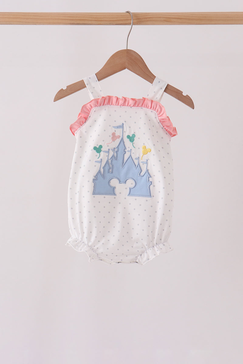 Pink Castle Applique Ruffle Bubble - ARIA KIDS